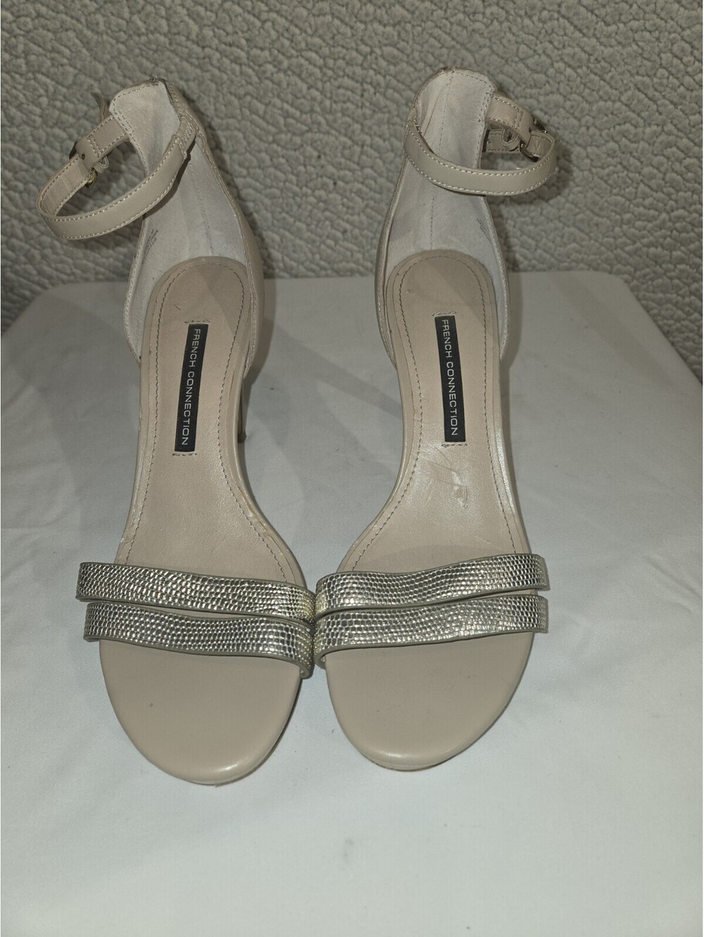 French Connection Melvyn Dress Sandals Feature Nude Color Embellished Straps And